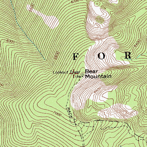 Topographic Map of Bear Mountain, ID