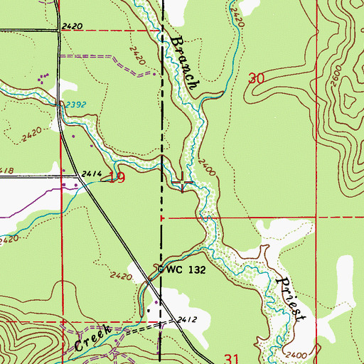 Topographic Map of Bear Paw Creek, ID