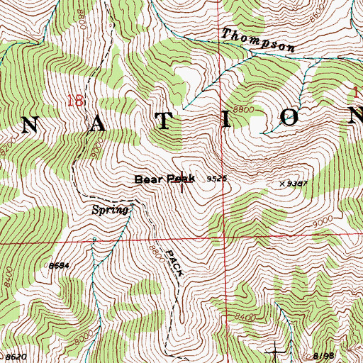 Topographic Map of Bear Peak, ID