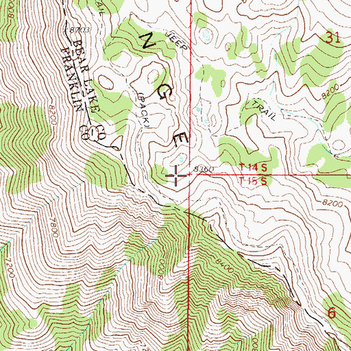 Topographic Map of Bear River Range, ID