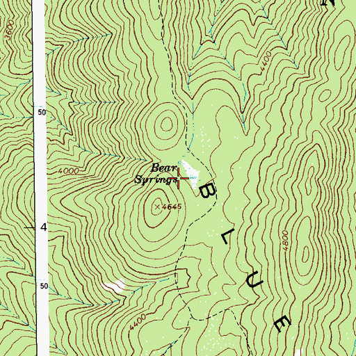 Topographic Map of Bear Springs, ID