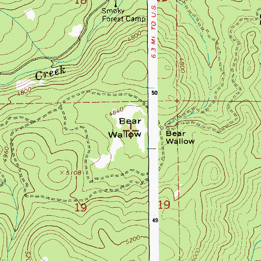 Topographic Map of Bear Wallow, ID