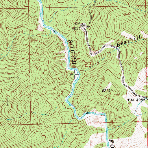 Topographic Map of Bearhill Creek, ID