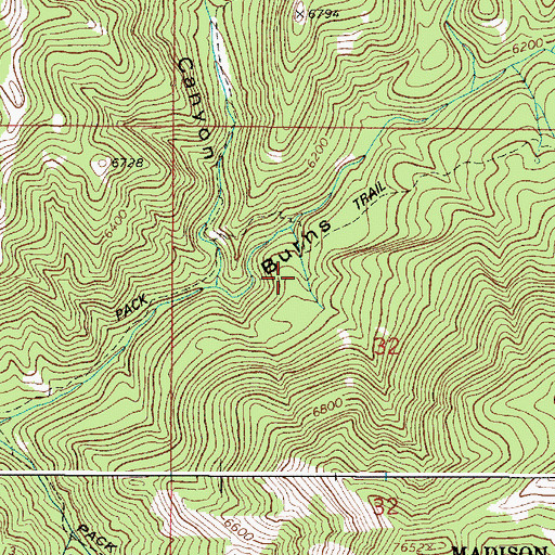 Topographic Map of Beartrap Canyon, ID