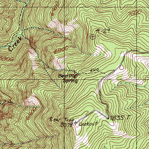 Topographic Map of Beartrap Spring, ID