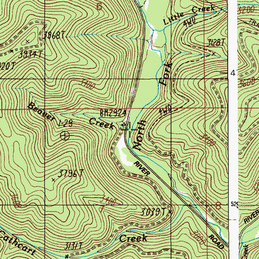 Topographic Map of Beaver Creek, ID