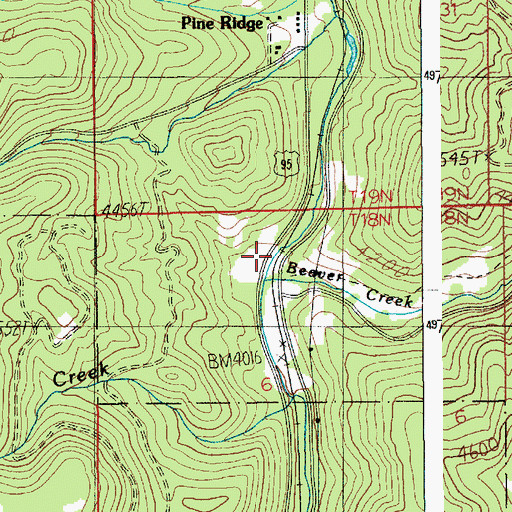 Topographic Map of Beaver Creek, ID