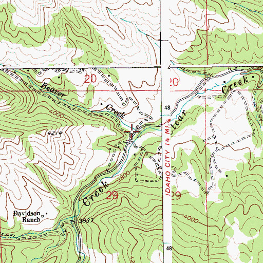 Topographic Map of Beaver Creek, ID