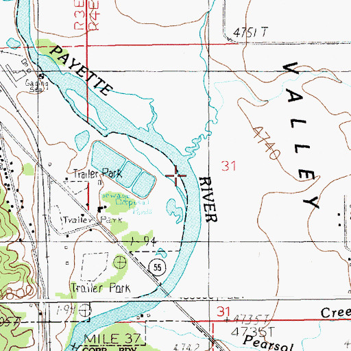 Topographic Map of Beaver Creek, ID