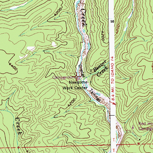 Topographic Map of Beaver Creek, ID