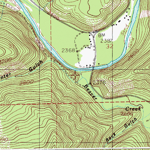 Topographic Map of Beaver Creek, ID