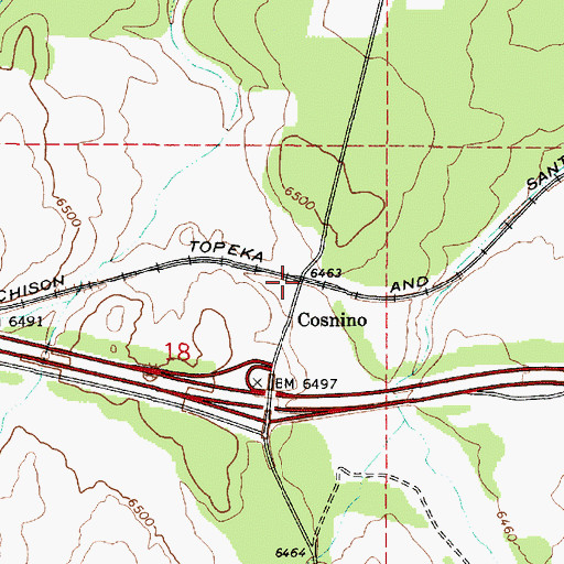Topographic Map of Cosnino Railroad Station, AZ