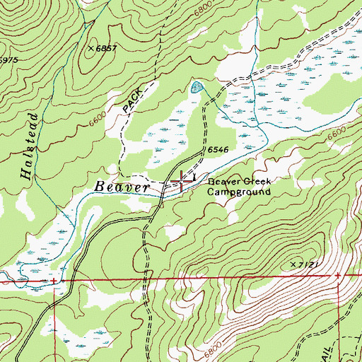 Topographic Map of Beaver Creek Campground, ID