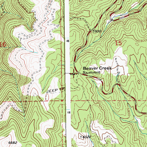 Topographic Map of Beaver Creek Summit, ID