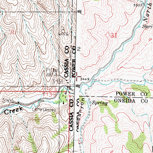 Topographic Map of Beaver Dam Canyon, ID