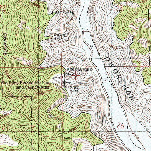 Topographic Map of Beaver Dam Recreation Area, ID