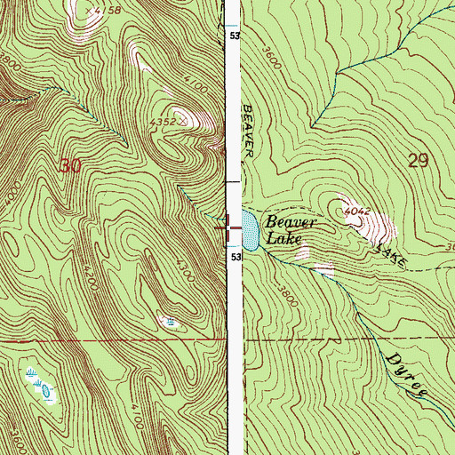 Topographic Map of Beaver Lake, ID