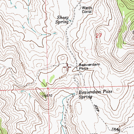 Topographic Map of Beaverdam Pass, ID