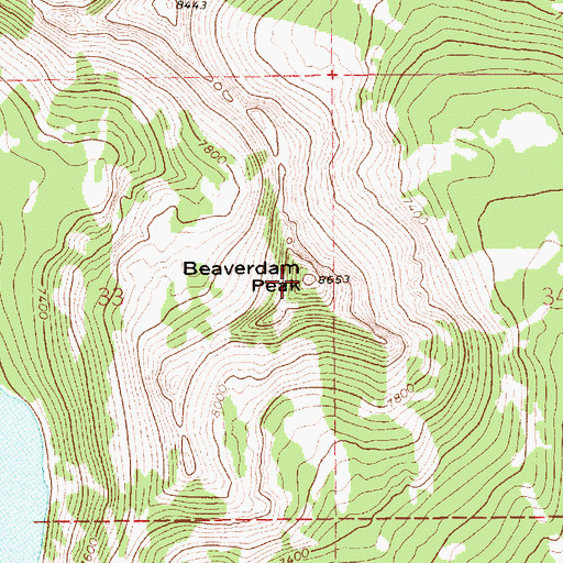 Topographic Map of Beaverdam Peak, ID