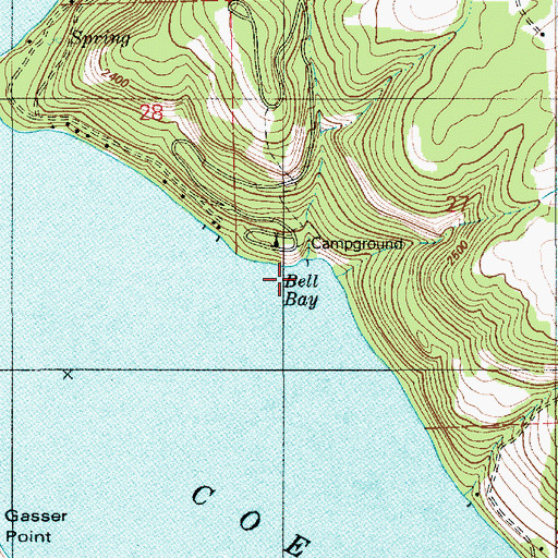 Topographic Map of Bell Bay, ID