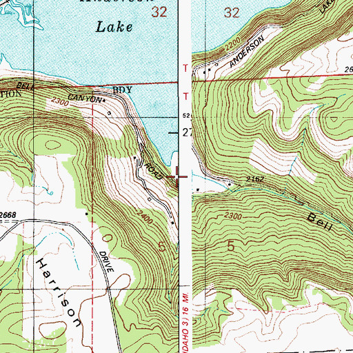 Topographic Map of Bell Canyon, ID