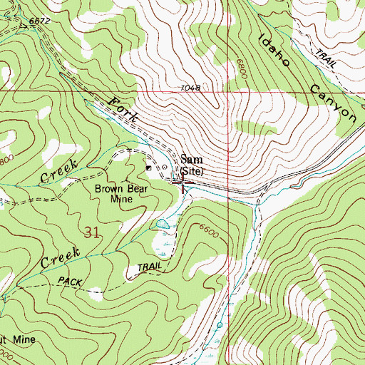 Topographic Map of Bell Creek, ID