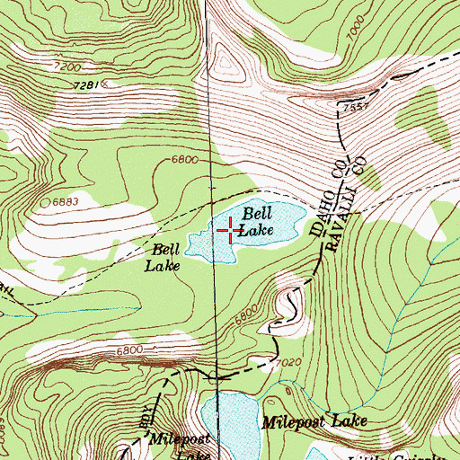 Topographic Map of Bell Lake, ID