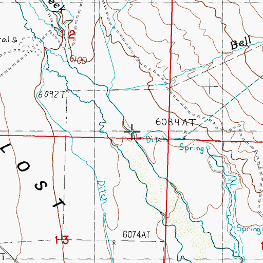 Topographic Map of Bell Mountain Creek, ID