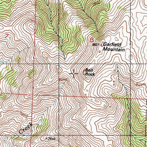 Topographic Map of Bell Rock, ID