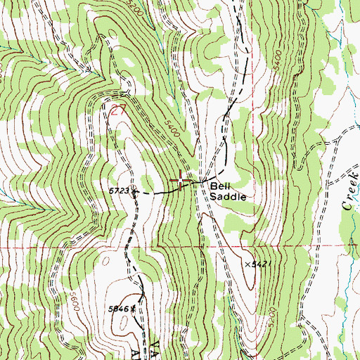 Topographic Map of Bell Saddle, ID
