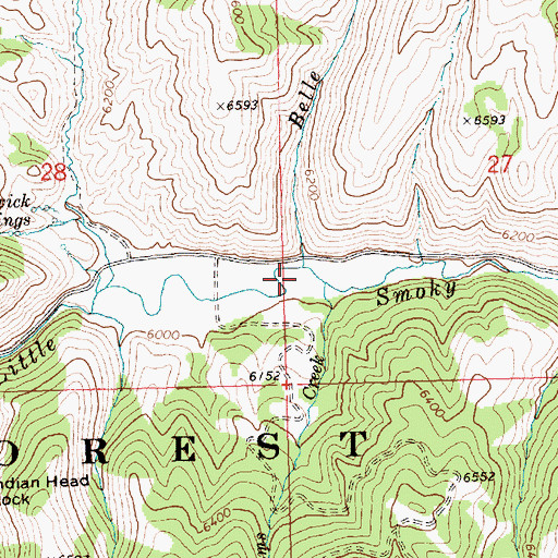 Topographic Map of Belle Creek, ID