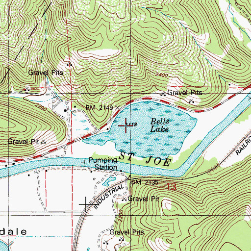 Topographic Map of Bells Lake, ID