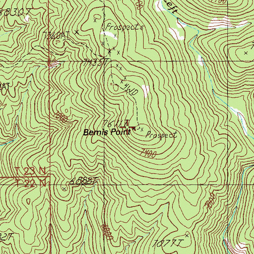 Topographic Map of Bemis Point, ID