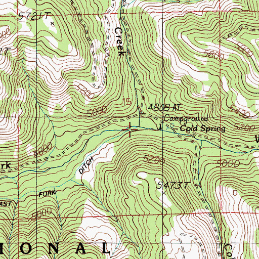 Topographic Map of Bench Creek, ID