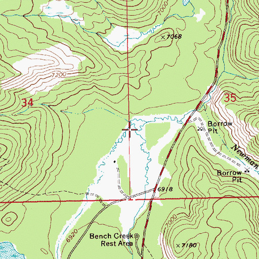 Topographic Map of Bench Creek, ID