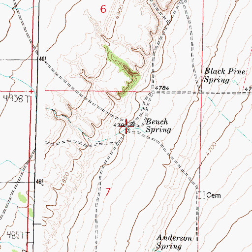 Topographic Map of Bench Spring, ID