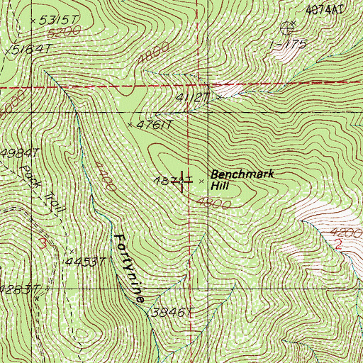 Topographic Map of Benchmark Hill, ID
