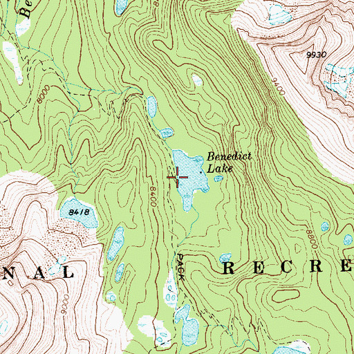 Topographic Map of Benedict Lake, ID