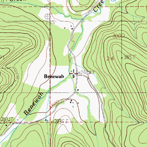 Topographic Map of Benewah, ID