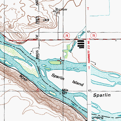 Topographic Map of Bennett Creek, ID