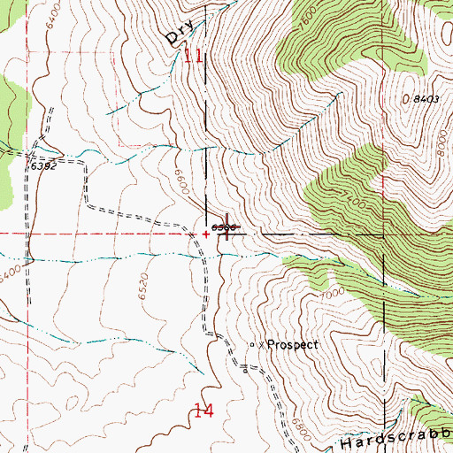 Topographic Map of Bennington Canyon, ID