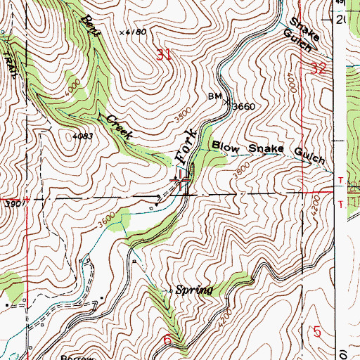 Topographic Map of Bent Creek, ID