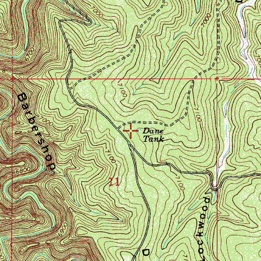 Topographic Map of Dane Tank, AZ