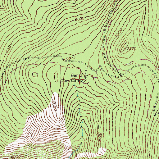 Topographic Map of Bentz Cow Camp, ID
