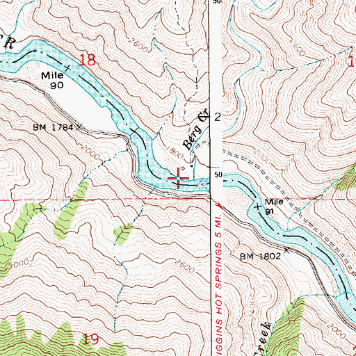 Topographic Map of Berg Creek, ID