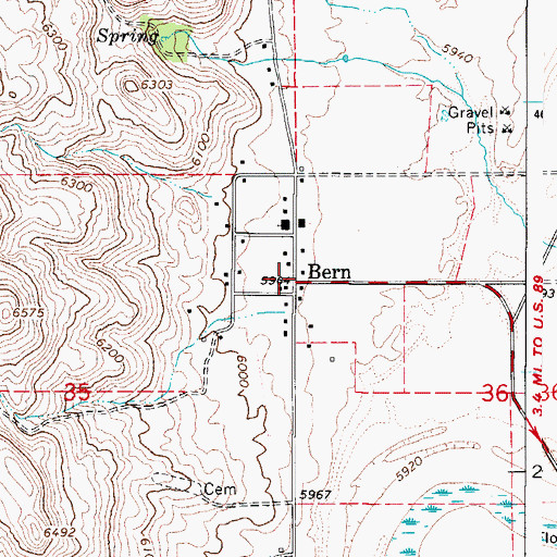 Topographic Map of Bern, ID