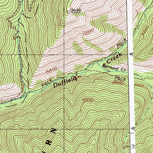 Topographic Map of Bernard Creek, ID