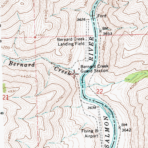 Topographic Map of Bernard Creek, ID