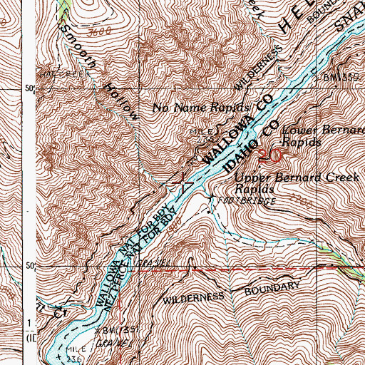 Topographic Map of Bernard Creek, ID