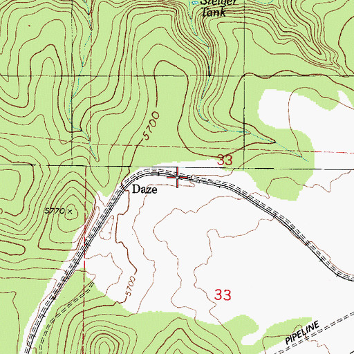 Topographic Map of Daze Railroad Station, AZ